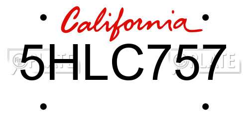 5HLC757 California License Plate