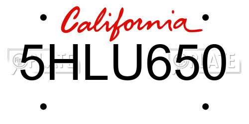 5HLU650 California License Plate