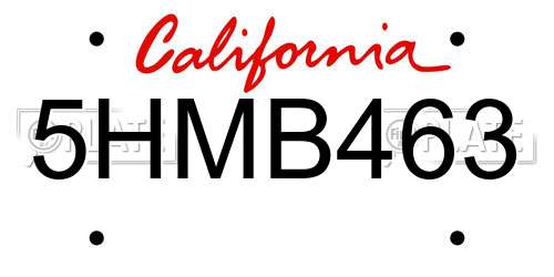 5HMB463 California License Plate