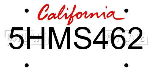 5HMS462 California License Plate