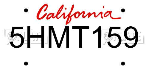 5HMT159 California License Plate