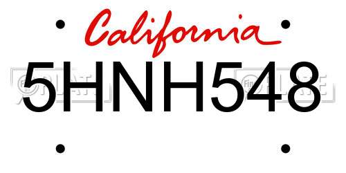 5HNH548 California License Plate