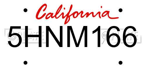5HNM166 California License Plate