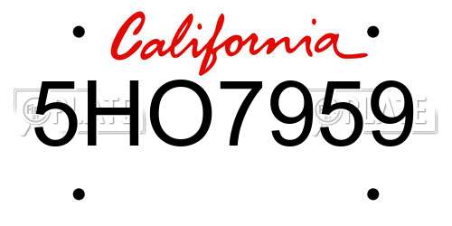 5HO7959 California License Plate