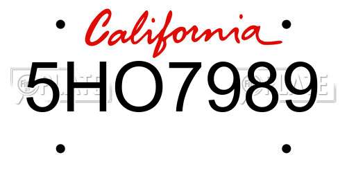5HO7989 California License Plate