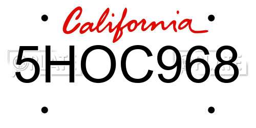 5HOC968 California License Plate