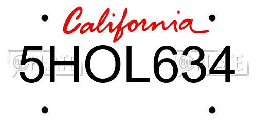 5HOL634 California License Plate