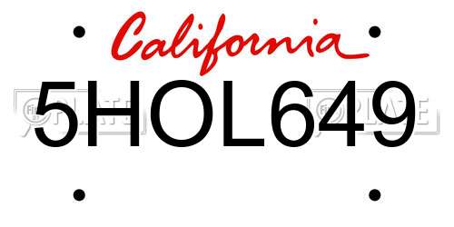 5HOL649 California License Plate