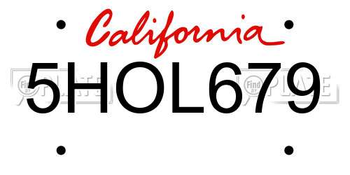 5HOL679 California License Plate