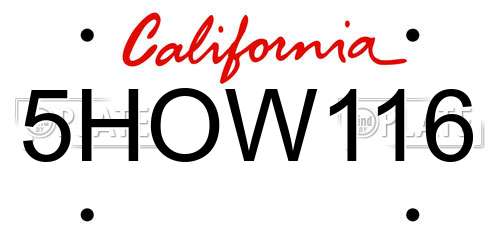 5HOW116 California License Plate