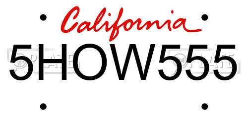 5HOW555 California License Plate