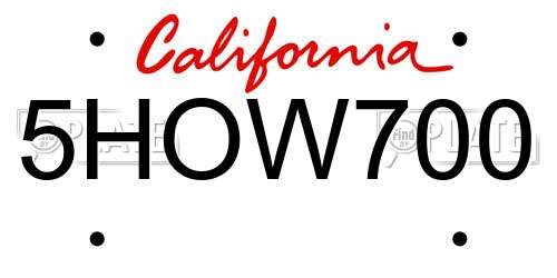 5HOW700 California License Plate