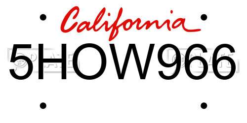 5HOW966 California License Plate