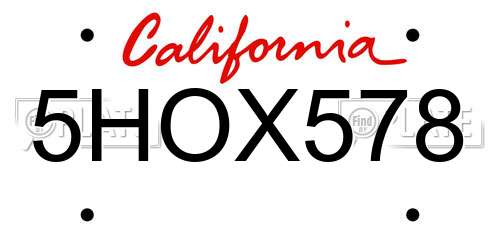5HOX578 California License Plate
