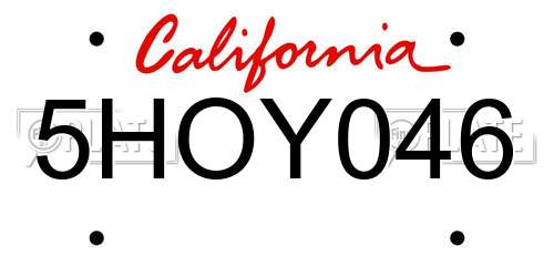 5HOY046 California License Plate
