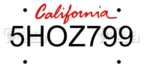 5HOZ799 California License Plate