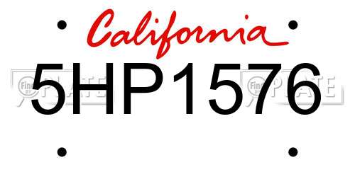 5HP1576 California License Plate
