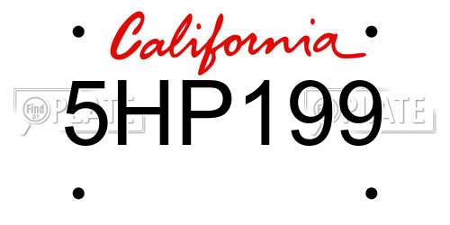 5HP199 California License Plate