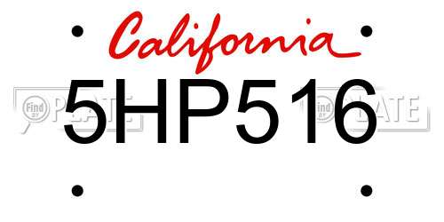 5HP516 California License Plate