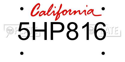 5HP816 California License Plate