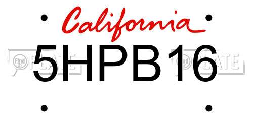 5HPB16 California License Plate