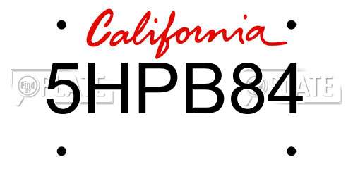 5HPB84 California License Plate