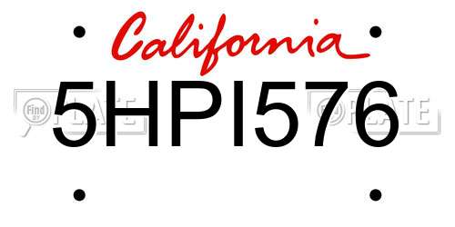 5HPI576 California License Plate