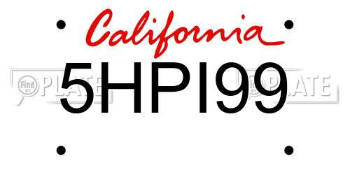 5HPI99 California License Plate