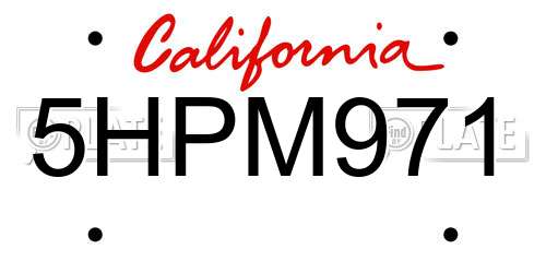 5HPM971 California License Plate