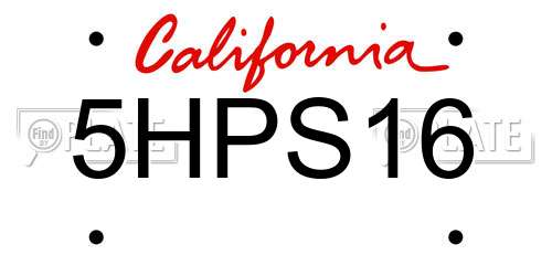 5HPS16 California License Plate