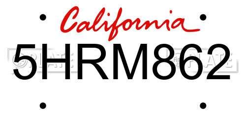 5HRM862 license plate in CA state