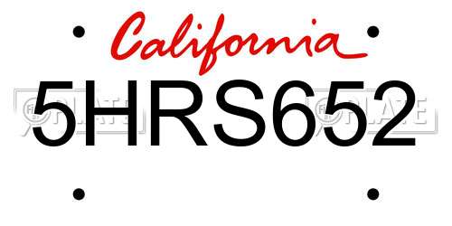 5HRS652 California License Plate