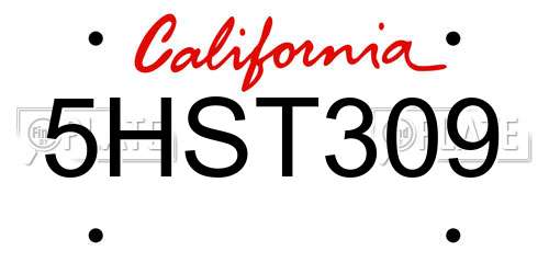 5HST309 California License Plate