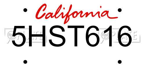 5HST616 California License Plate