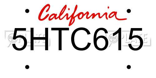 5HTC615 California License Plate