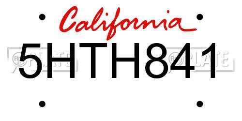 5HTH841 California License Plate