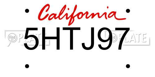 5HTJ97 California License Plate