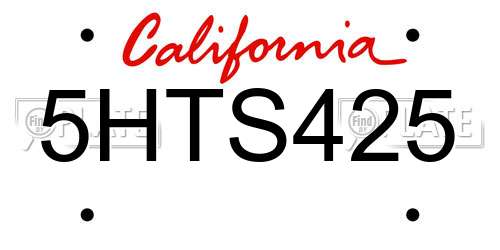5HTS425 California License Plate