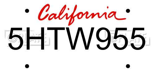 5HTW955 California License Plate
