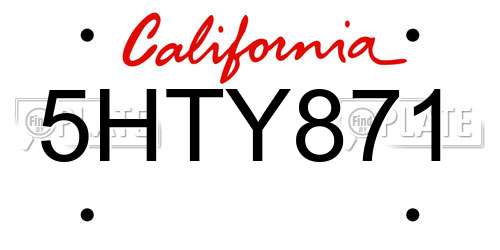 5HTY871 California License Plate