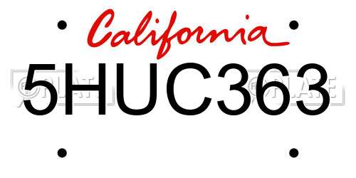 5HUC363 California License Plate