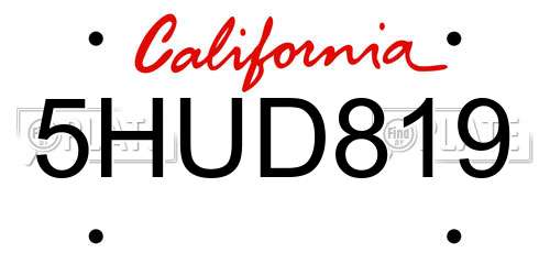 5HUD819 California License Plate