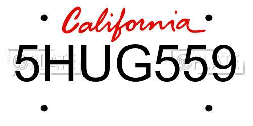 5HUG559 California License Plate