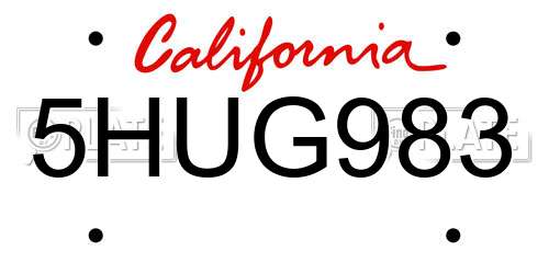 5HUG983 California License Plate