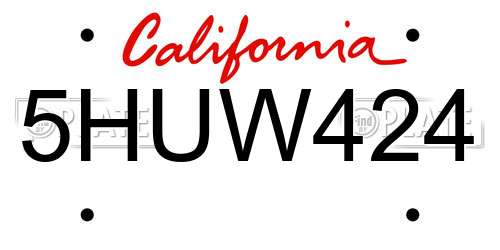 5HUW424 California License Plate