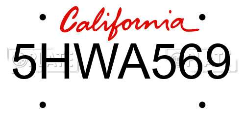 5HWA569 California License Plate
