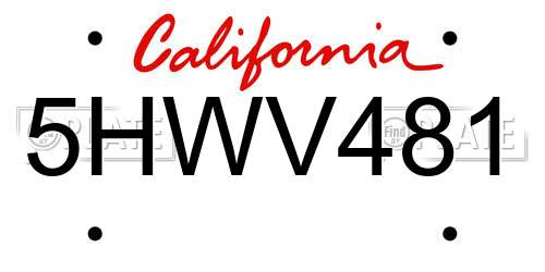 5HWV481 California License Plate