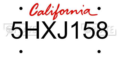 5HXJ158 California License Plate