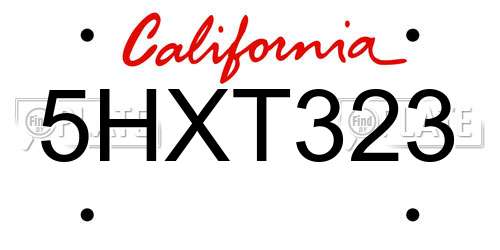 5HXT323 California License Plate