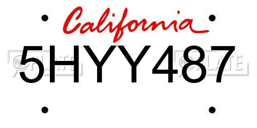 5HYY487 California License Plate
